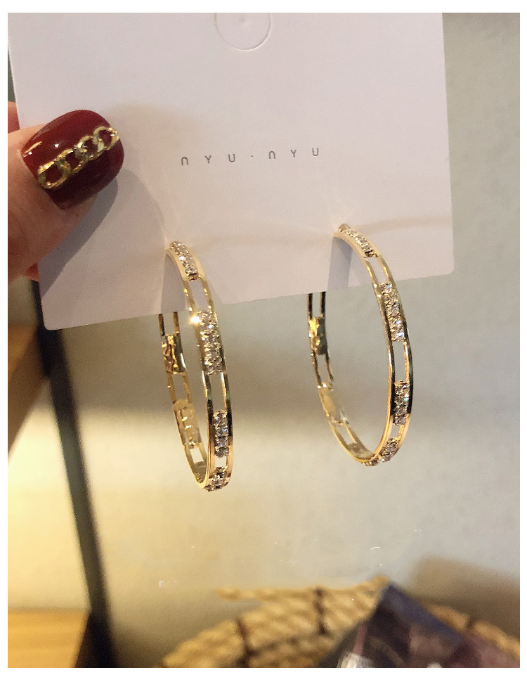 1 Pair Quantity 1 Pair Retro Solid Color Inlay Alloy Rhinestones Hoop Earrings
