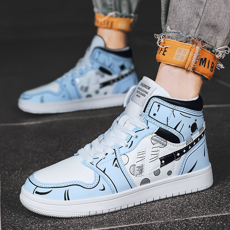 2021 autumn new high-top shoes Korean ve...