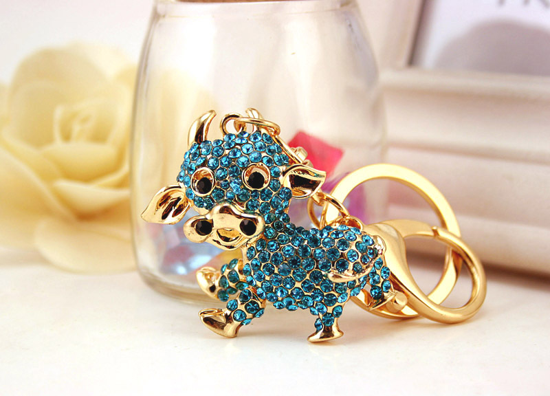 40g Weight Alloy, Metal Material Constellation Pattern Unisex Gender White, Pink, Blue Color  Korean Cute Fashion Little Cow Keychain 8