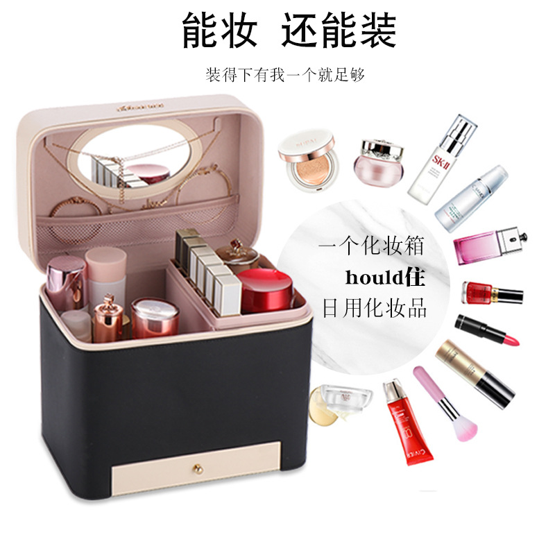 2023 nuevo color a juego bolsa de cosméticos portátil de gran capacidad para mujeres a prueba de polvo multi-funcional caja de almacenamiento de uñas profesional al por mayor