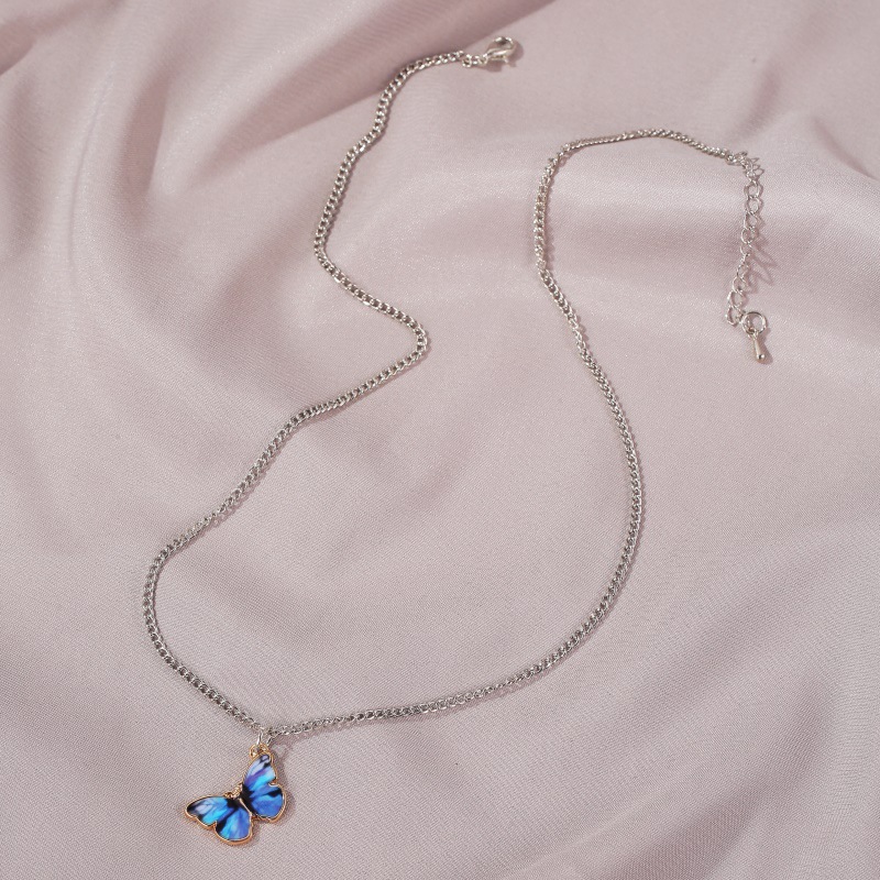 Summer new product gradient butterfly necklace couple clavicle chain butterfly bracelet wholesale