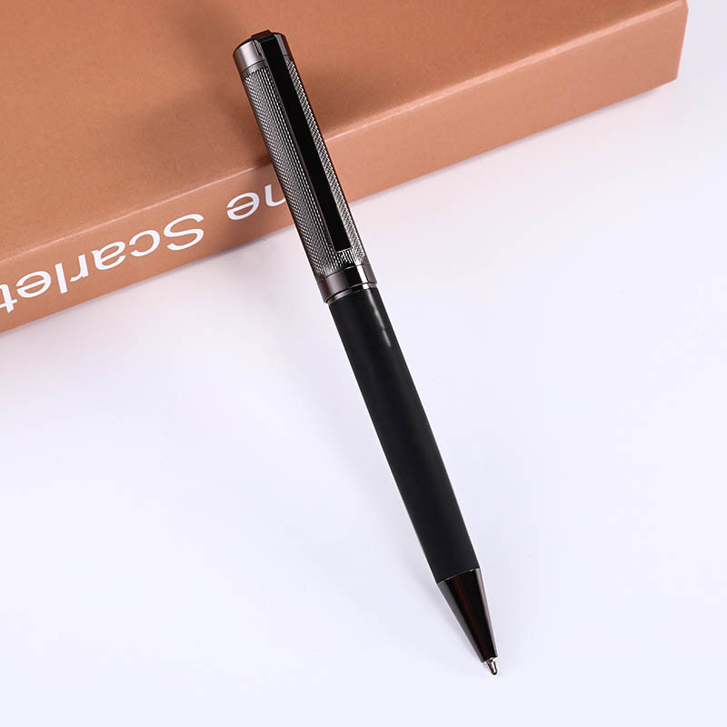 Fábrica al por mayor bolígrafo de metal cepillado varilla de cobre tallado publicidad comercial pluma de aceite pluma de regalo logotipo personalizado