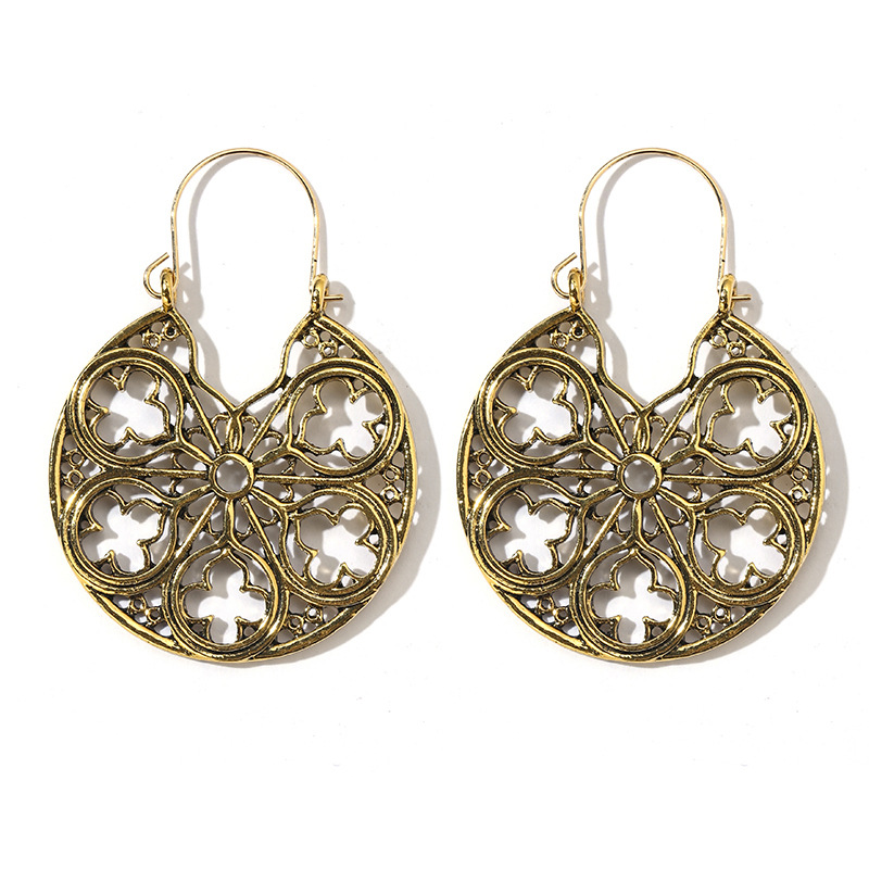 Bohemian Ethnic Carved Rotating Hollow Flowers Retro Earrings Wholesale Nihaojewerly display picture 7