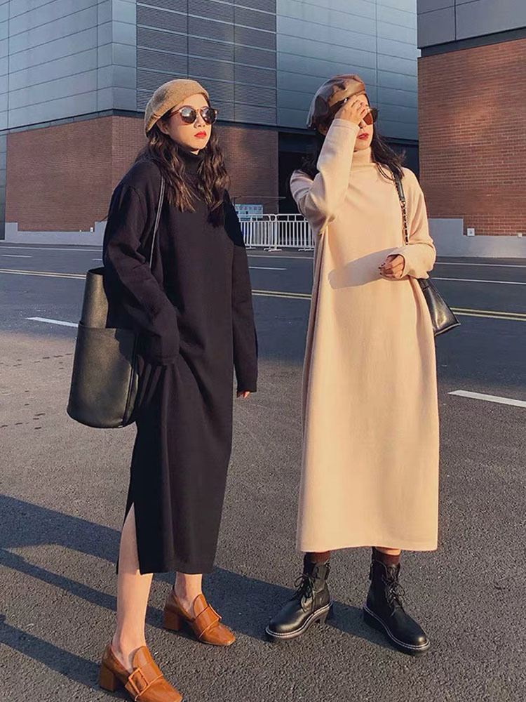 大码女装胖妹妹mm针织衫连衣裙女2020早秋中长款打底衫毛衣洋气潮|ms