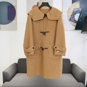 韩版长款双面呢大衣女冬季新款毛呢大衣牛角扣ins风羊毛羊绒大衣