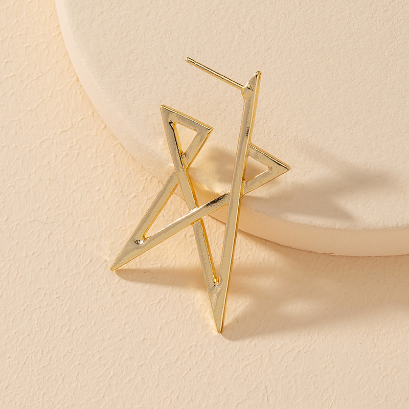 Popular New 1 Pair Of Metal Five-star Geometric Earrings Wholesale display picture 3