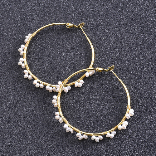 Hand woven freshwater pearl earrings for women