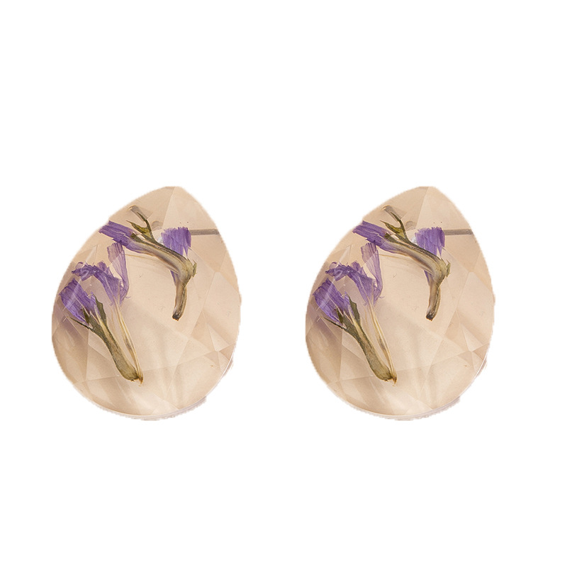 Boucles D'oreilles En Résine De Fleurs Séchées Simples À La Mode Pour Femmes display picture 5