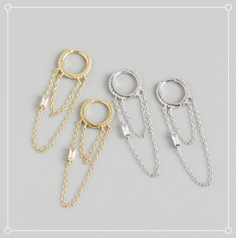 4g Weight Simple S925 Sterling Silver Chain Tassel Ear Buckle Wholesale Nihaojewelry