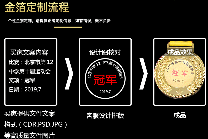 奖牌工厂批发通用运动会比赛奖品足球奖牌挂牌金属奖章金牌加印LO详情4