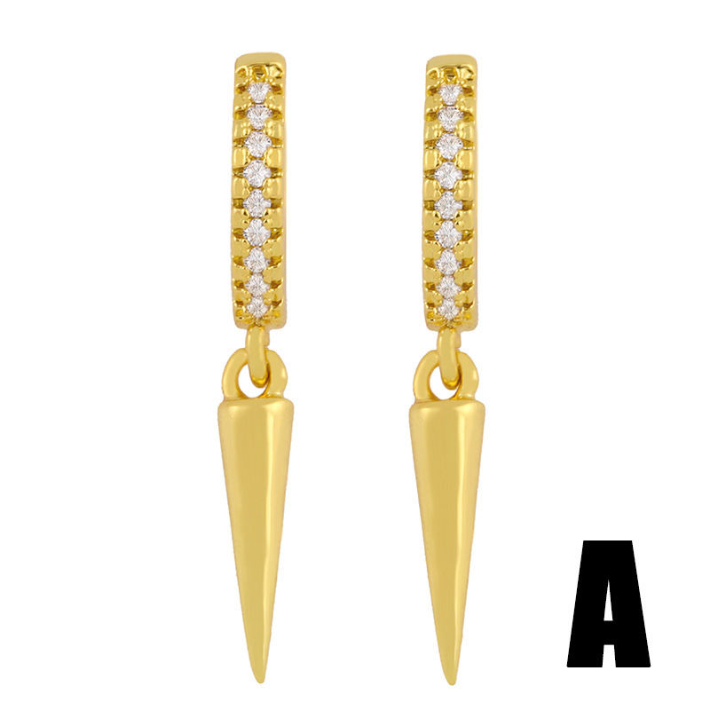 Copper Material Fashion Geometric Diamond Copper Artificial Gemstones Earrings