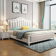 美式床轻奢全实木1.8米主卧双人床现代简约欧式小美风格1.5公主床