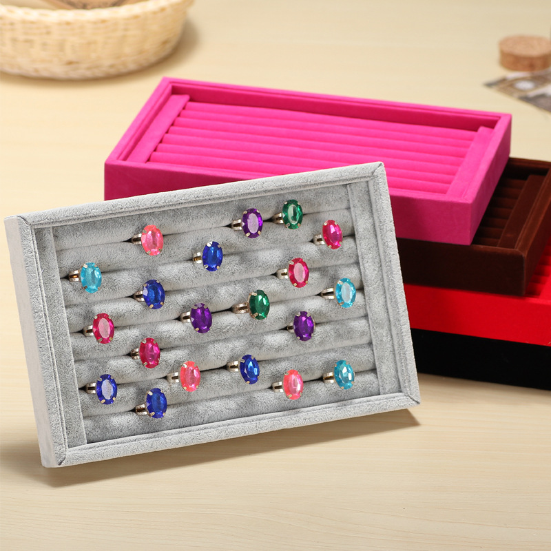 现货绒面小号戒指耳钉盘耳环盘首饰收纳展示架戒指道具展示盘