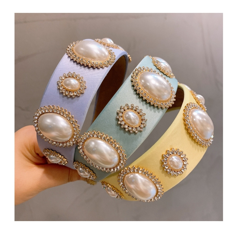 Inlay Design Retro Style Retro Geometric Cloth Inlay Artificial Pearls Hair Band 1 Piece
