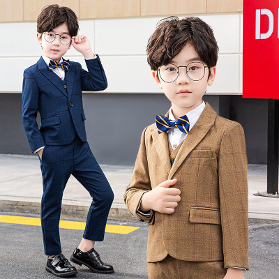 儿童西装套装花童礼服三件套男童西服外套小男孩钢琴演出服主持人