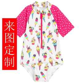 儿童女童小童商超供应商舞蹈服波点连体游泳衣冲浪服批发定做工厂