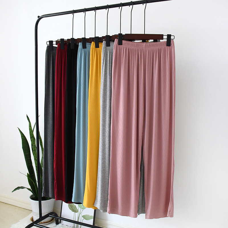 莫代尔睡裤长裤女夏宅宅裤直筒懒人薄款可外穿空调裤夏季家居裤薄