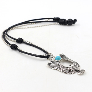 1 Piece Fashion Leaf Alloy Leather Rope Haematite Plating Men's Layered Necklaces display picture 14