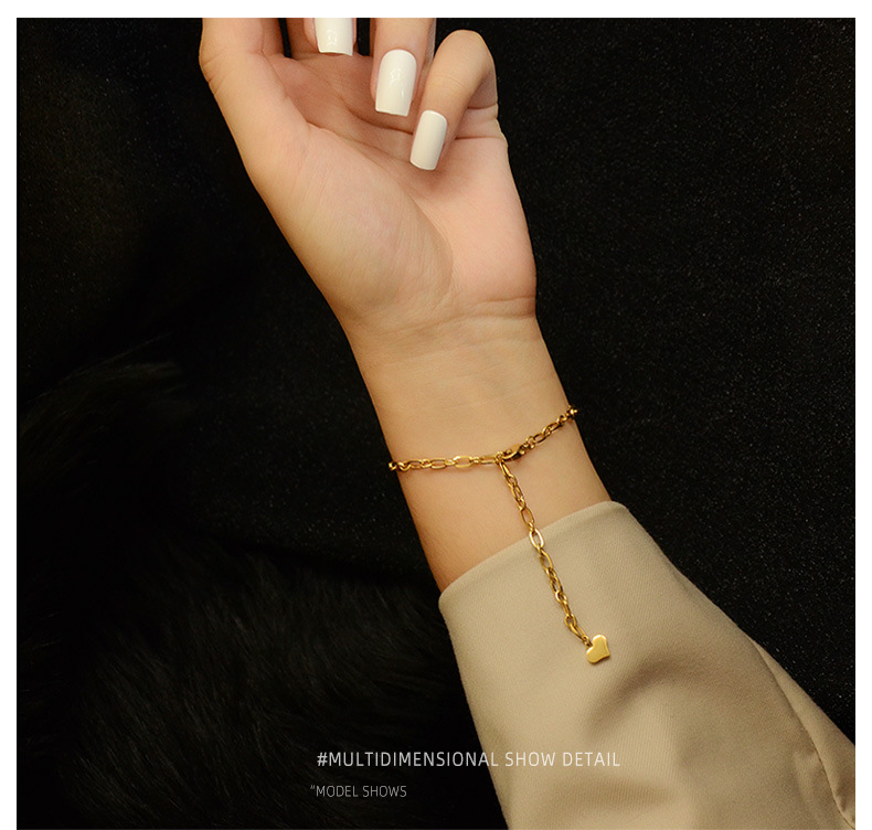 niche new fashion simple heartshaped titanium steel plated 18K bracelet for womenpicture7