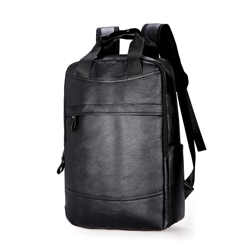Men's Pu Leather Backpack For Travel, Business And School, Black_voghion.com
