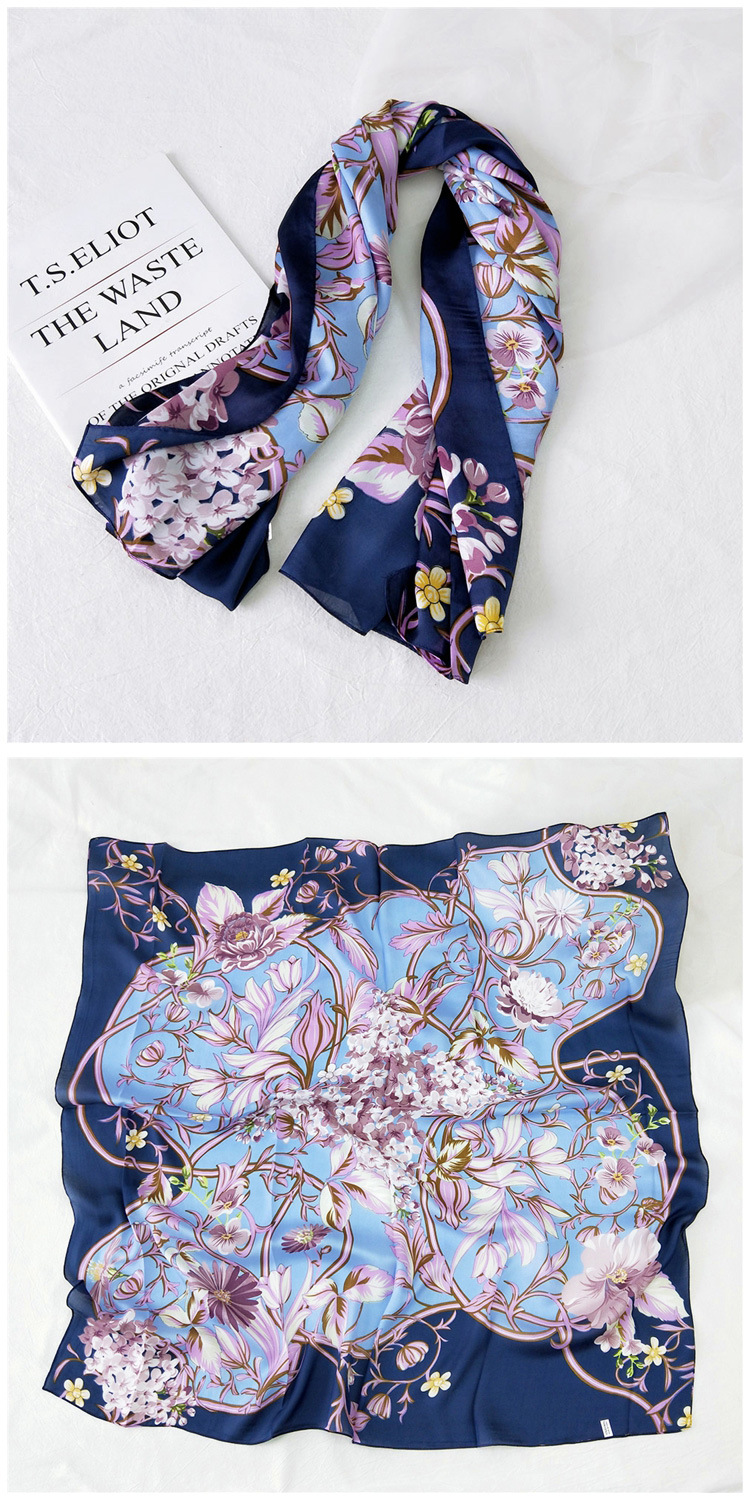 Women'S Gender Women's Sweet Color Block Satin Printing Silk Scarves