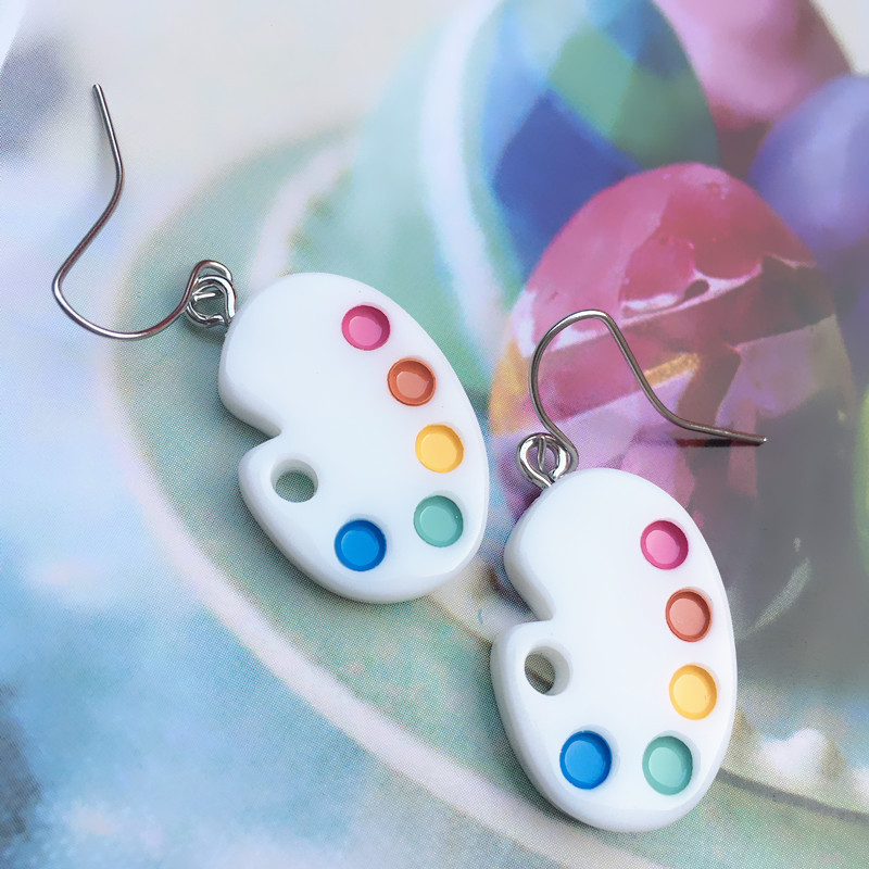 Creative Hand-made Funny Mini Palette Resin Earrings display picture 1