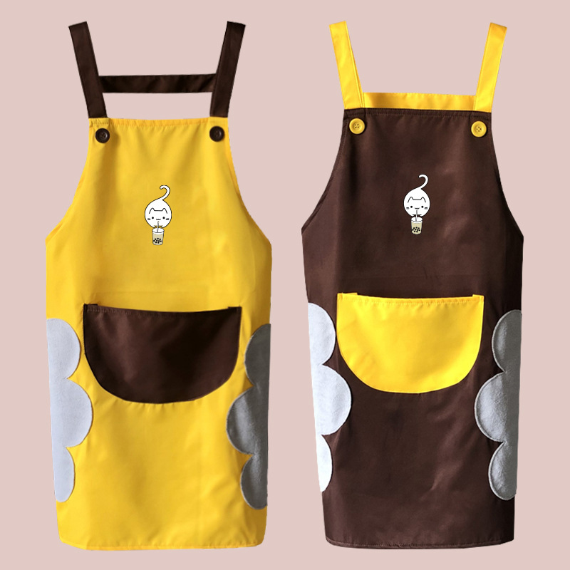 Delantal de limpieza de manos impermeable multifuncional de cocina sin mangas a prueba de aceite de moda coreana para hombres y mujeres delantal de impresión LOGO para el hogar