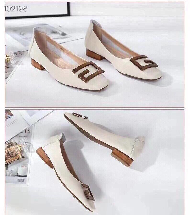Giày sneaker nữ mũi vuông gót thấp phong cách đơn giản — Màu đen, Màu trắng be chi tiết 5