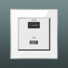 亞克力水晶鏡面 USB插座直插 HDMI高清插座 86型牆壁插座面板