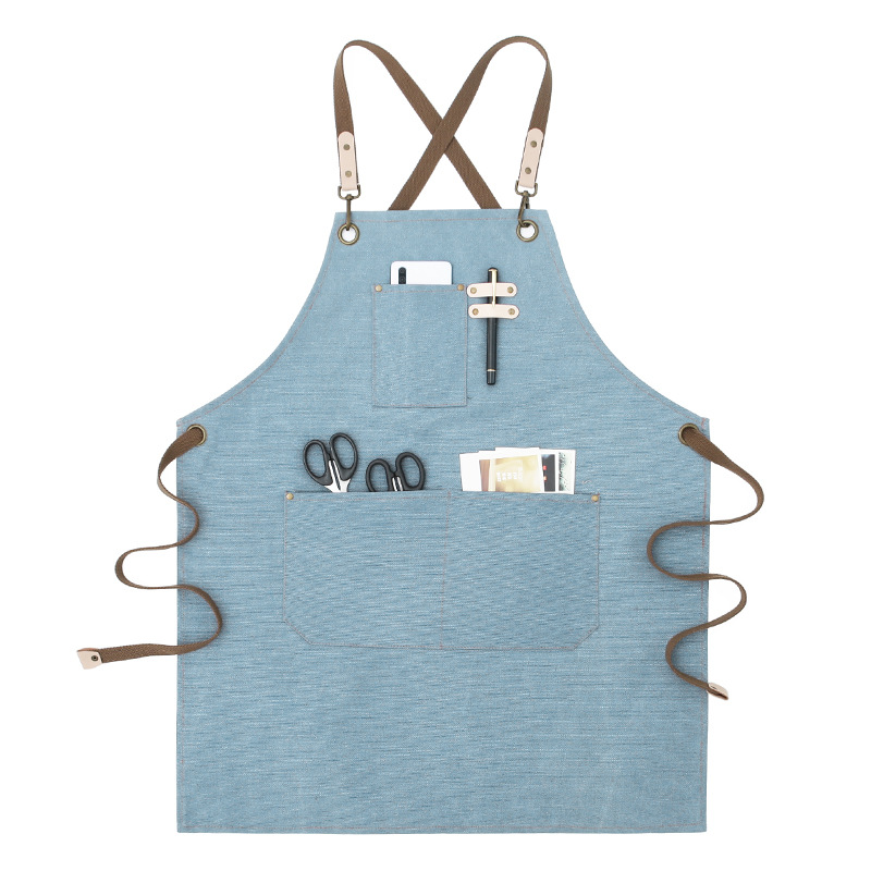 Estilo coreano moda logotipo personalizado impresión delantal hombres y mujeres barista estilista cocina limpieza del hogar ropa de trabajo