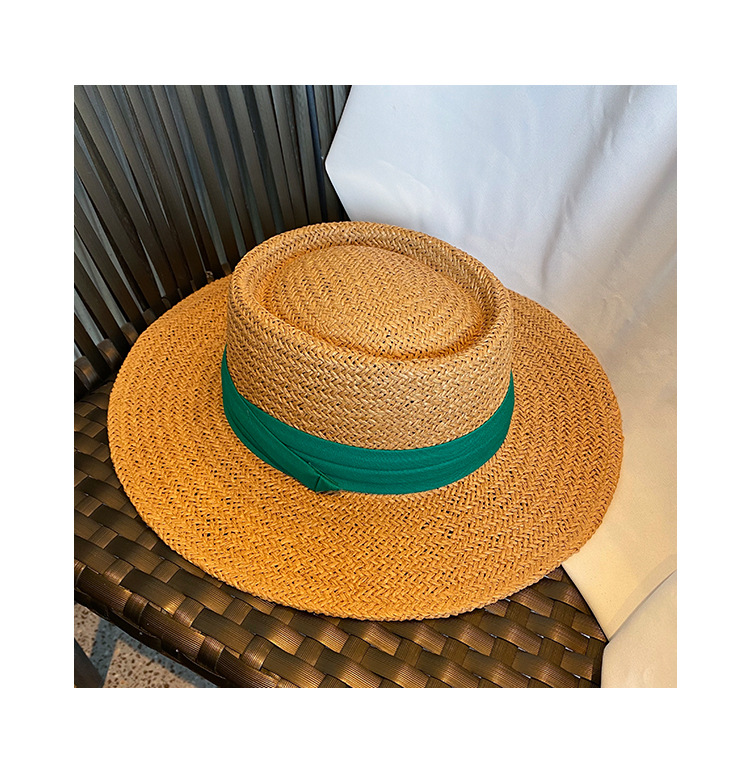 Summer Season Women's Gender Vacation, Beach Style Flat Eaves Rim Women's Vacation Beach Solid Color Flat Eaves Straw Hat