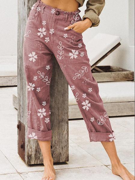 Women's Daily Vintage Style Flower Full Length Casual Pants Straight Pants display picture 2