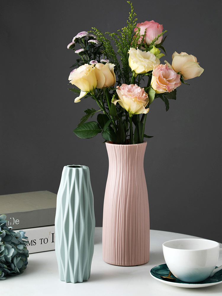 塑料花瓶欧式简约小花瓶客厅装饰摆件耐摔鲜花插花干花瓶植物器皿