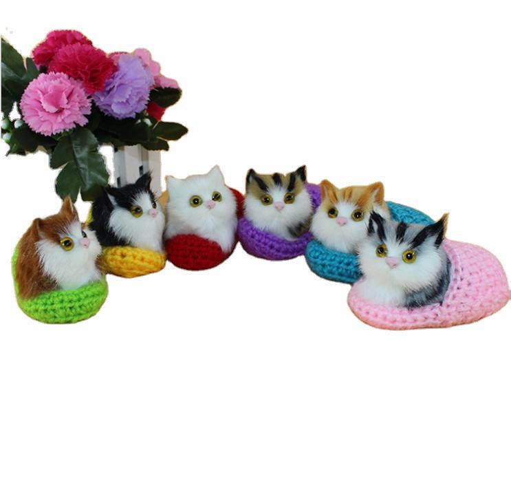 Simulación gato llamará lindo gatito peluche juguete simulación gato decoración zapatillas gato muñeca gato suministro directo de fábrica