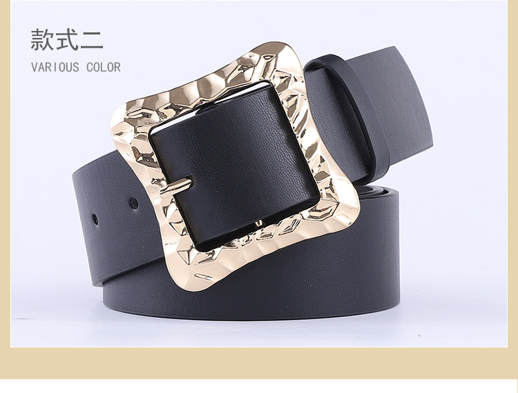 New Fashion Black Wide Belt Retro Combination Gold And Silver Buckle Geometric Square Buckle Concave Belt Wholesale Nihaojewelry display picture 12