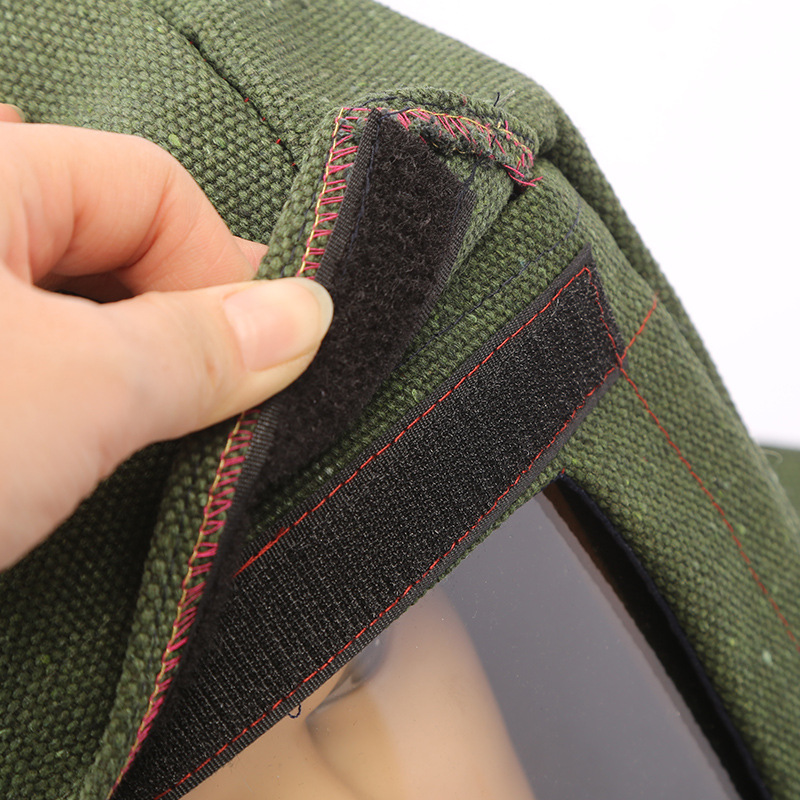 Batch sandblasted canvas trench coat head cover sandblasted hat dustproof hat painted trench coat hat full face mask protective sandblasting hat