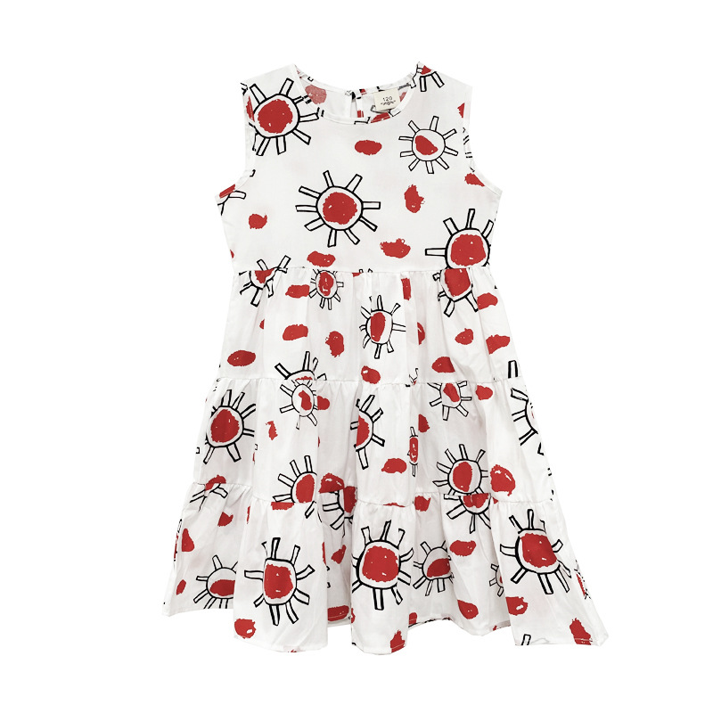 Vestido de las niñas verano 2023 nuevo estilo occidental estilo coreano niños de algodón impreso princesa vestido para niñas