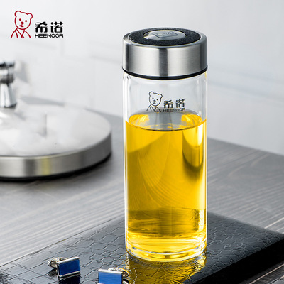 希诺玻璃杯单层加厚便携车载男女士泡茶水杯随手耐热透明水晶杯子|ms