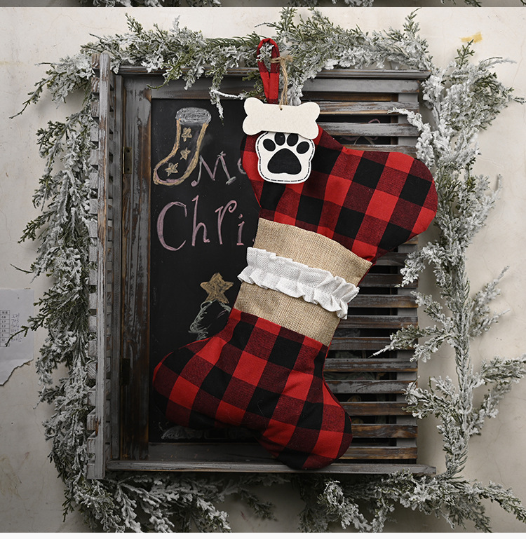 Weihnachtsstrumpf Aus Leinen Kariert Als Baumschmuck Und Geschenk_voghion.com