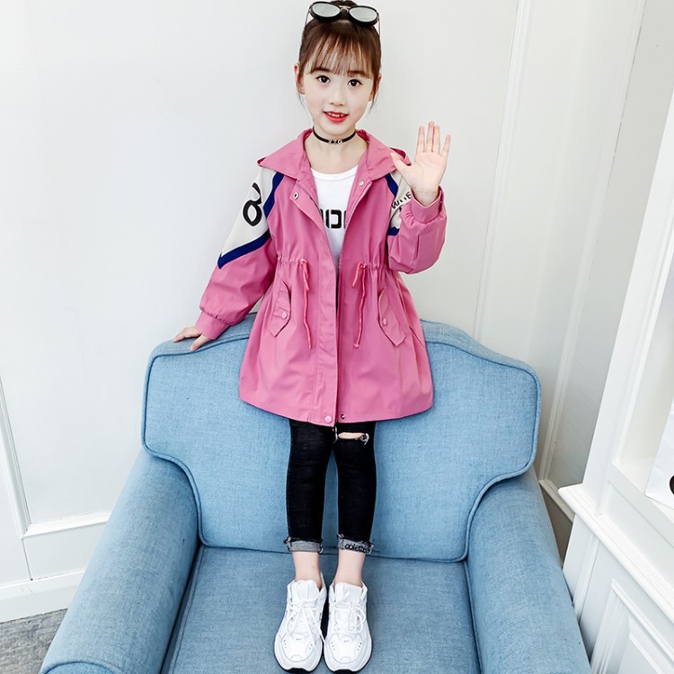 女童秋裝風衣外套2020新款童裝韓版洋氣中大童女孩春秋上衣中長款