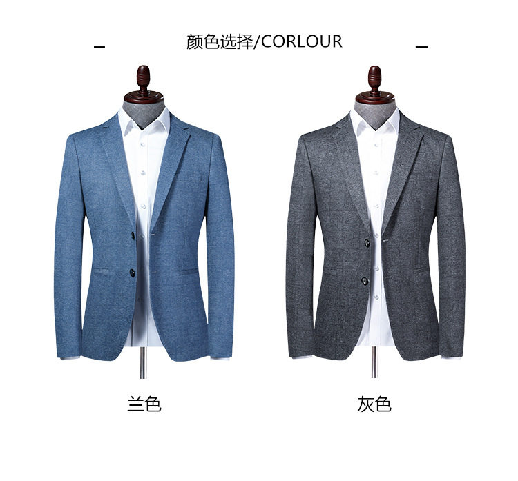 Áo vest nam dệt kim co giãn dáng ôm, tay dài, cổ vest một hàng hai nút — Màu xanh, Màu xám chi tiết 2
