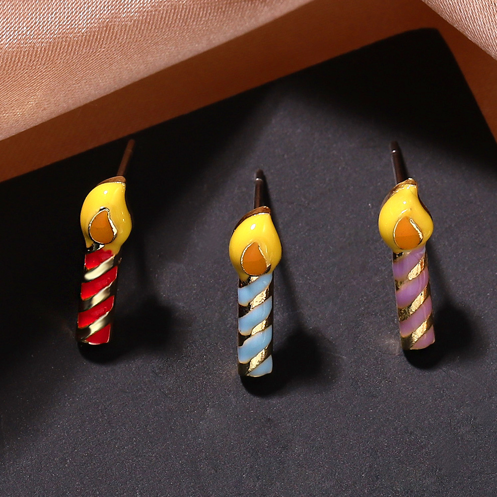 Halloween Christmas Birthday Gift Fun Cartoon Color Dripping Candle Earrings Wholesale display picture 4