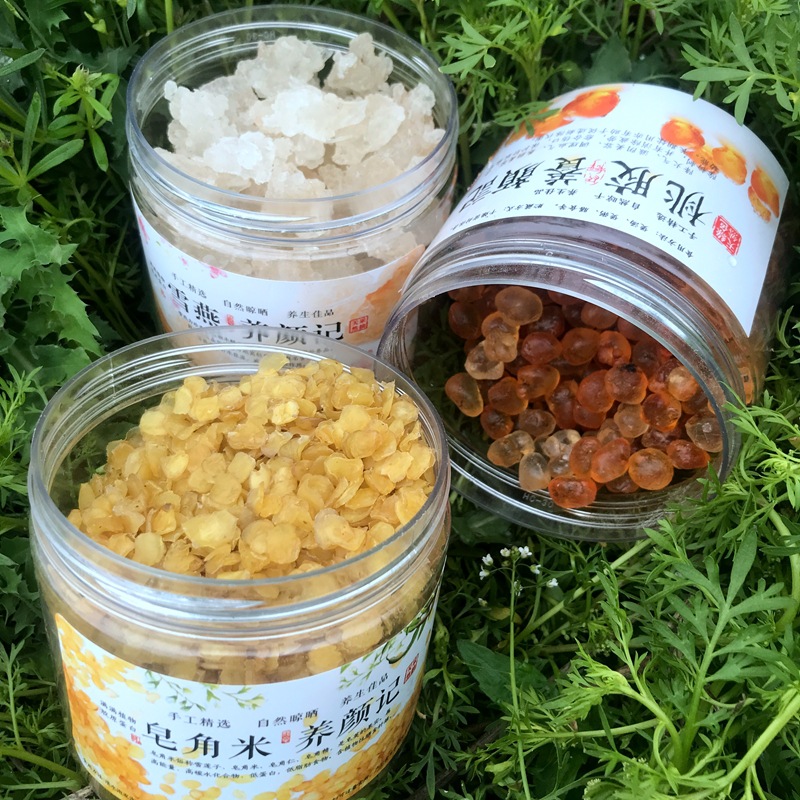 Source production direct wholesale peach gelatin canned bagged boxed peach gelatin, snow yam and soapnut 100-500 grams combination packaging 