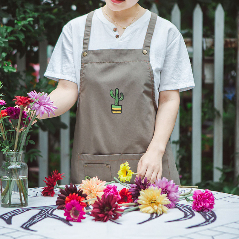 Moda publicidad delantal logotipo imprimible tienda de fruta supermercado guardapolvos restaurante estilo coreano cintura impresión