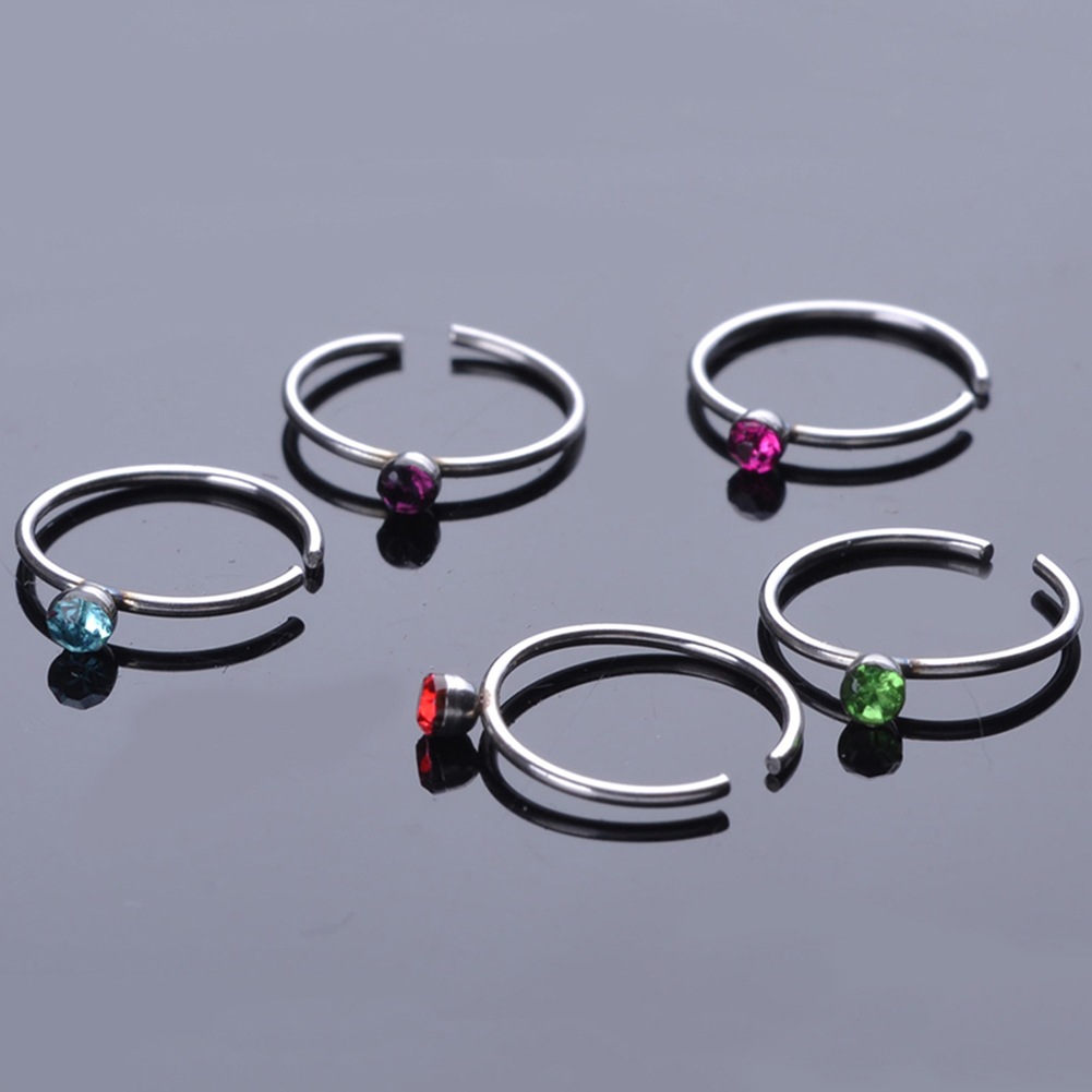 38g Weight Rhinestones Inlay Material Nose Ring Classification 1 Set Quantity Daily Occasion Stainless Steel Material Round Pattern Unisex Gender Inlay Design Fashion Style 1 Set Fashion Round Stainless Steel Inlay Rhinestones Nose Ring Nose Pin 7