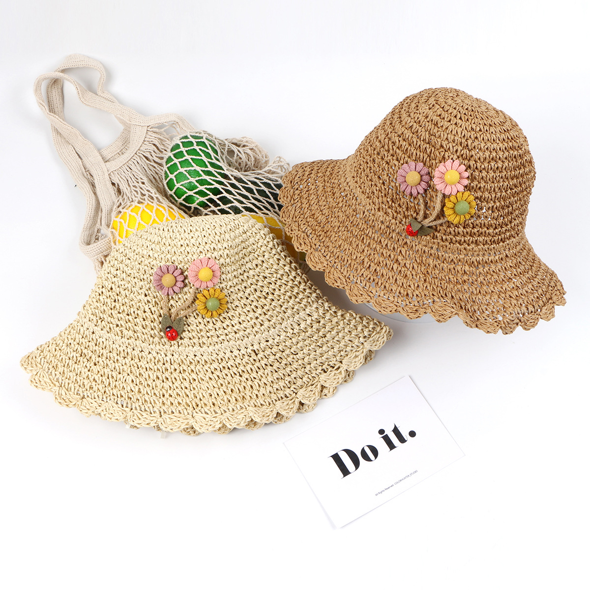 Summer Eaves Sun Visor Straw Hat Baby Girl Korean Beach Sun Hat display picture 12