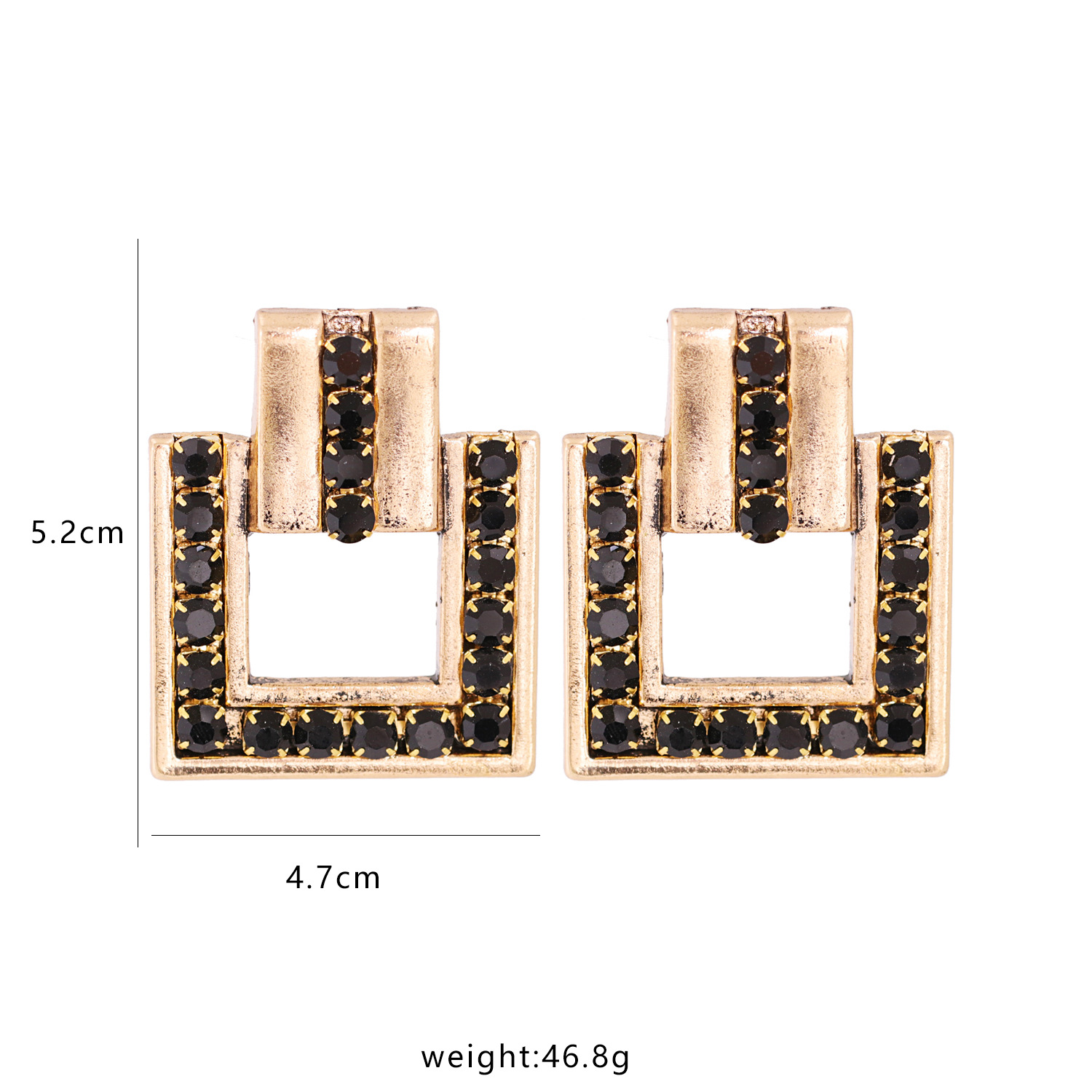Exaggerated  Square Alloy Diamond-studded Glass Earrings display picture 21