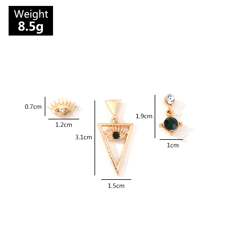 New Fashion Zircon Eye Ear Stud Geometric Earring Set display picture 1