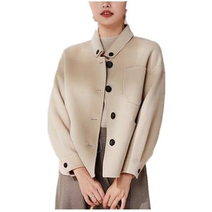 新款双面羊绒外套小个子短款毛呢外套女士呢子大衣精致休闲呢外套