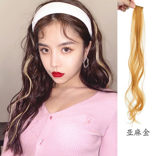 Colored wig piece long hair highlights one piece breathable natural long curly hair wig patch carpet supply supplier